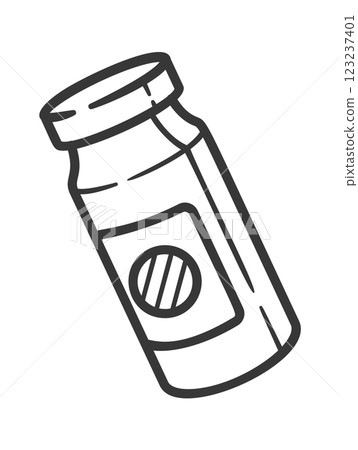 Pills glass flask black-and-white doodle 123237401