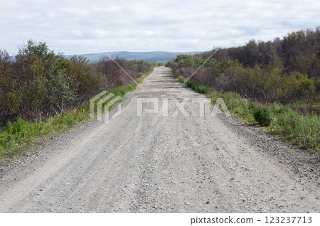 Gravel road in Northern Russia Gravel road in Northern Russia 123237713
