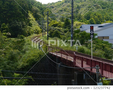 Bridge pier and tracks on the outbound side of Taiji Station on the Kisei Main Line, which resembles a local line Bridge pier and tracks on the outbound side of Taiji Station on the Kisei Main Line, which resembles a local line 123237742