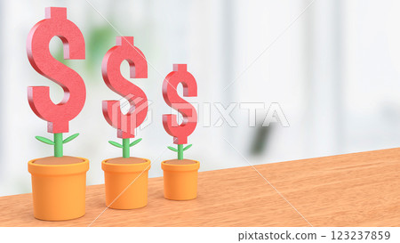 The Dollar symbol in plant for Business concept 3d Rendering. 123237859