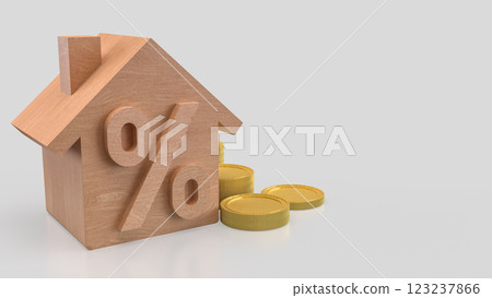 The Wood House and percent for Property or real estate concept 3d rendering. 123237866