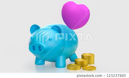 The Piggy Bank and coins for earn or saving concept 3d Rendering. The Piggy Bank and coins for earn or saving concept 3d Rendering. 123237885