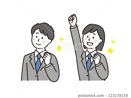 Male and female students doing a fist pump 123238158