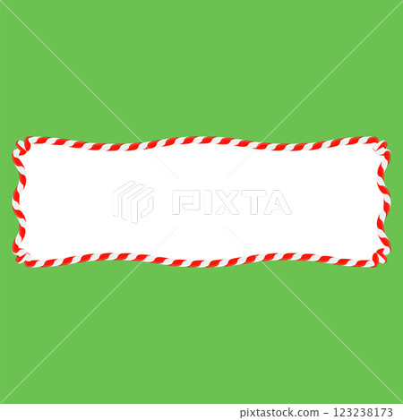 Vector Christmas candy cane frame with red and white stripes on green background. Xmas border Vector Christmas candy cane frame with red and white stripes on green background. Xmas border 123238173