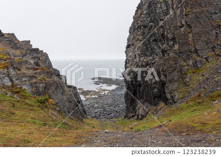 Rocky beach of the sea, summer landscape 123238239