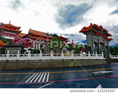 A beautiful temple in Sun Moon Lake, Taiwan 123238307