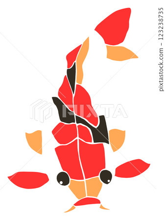 彩色玻璃風格的剪紙插圖,描繪了可愛的觀賞魚,錦鯉,沒有關節 彩色玻璃風格的剪紙插圖,描繪了可愛的觀賞魚,錦鯉,沒有關節 123238735