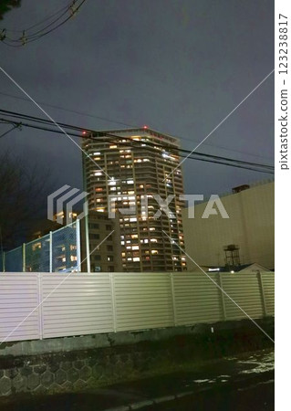 Residential area in Sendai city on a winter night 123238817
