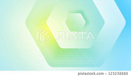Glossy blue yellow hexagon and lines abstract geometric background 123238888