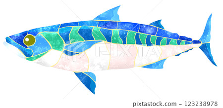 一幅美麗的馬賽克風格剪紙插圖,描繪的是鹹水魚鯖魚 一幅美麗的馬賽克風格剪紙插圖,描繪的是鹹水魚鯖魚 123238978