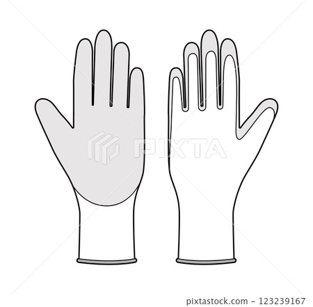 Nitrile Coated Work Gloves hand accessory clothing technical illustration garment. Vector garden front palm back view 123239167