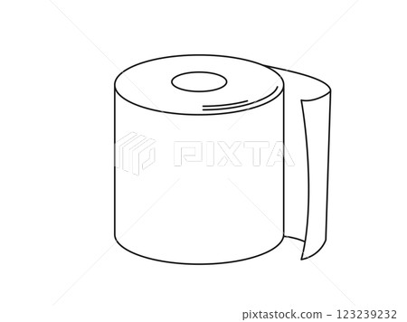 Simple toilet paper line drawing illustration Simple toilet paper line drawing illustration 123239232
