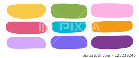 Set of cute rectangular textbox shapes in doodle style. Colorful empty organic forms for tags, stickers, speech or quote bubbles, paper notes isolated on white background. Vector flat illustration Set of cute rectangular textbox shapes in doodle style. Colorful empty organic forms for tags, stickers, speech or quote bubbles, paper notes isolated on white background. Vector flat illustration 123239246