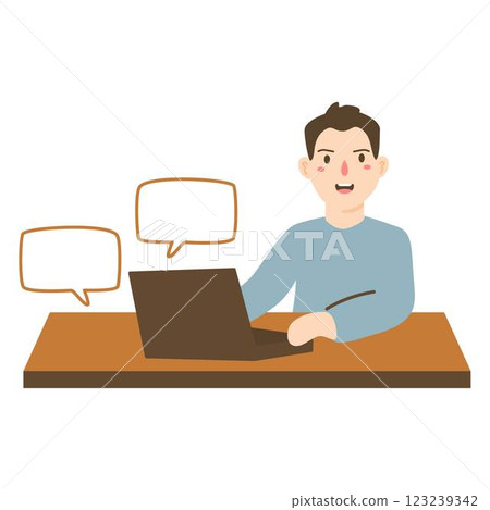 young male enjoying work illustration young male enjoying work illustration 123239342