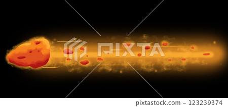 Illustration of a Meteor in Motion Hand Drawn Illustration Neon 123239374