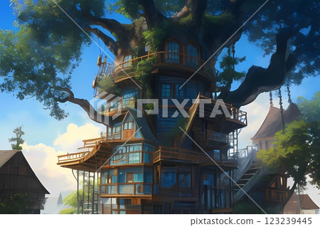 遊戲背景：蒸氣龐克世界機場城市風光 123239445