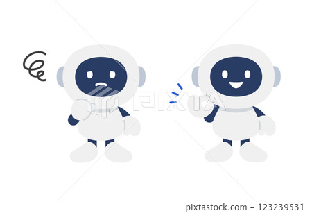 Set of AI robots posing with worries and OK signs [Vector illustration material] 123239531