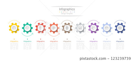 Infographic 9 options design elements for your business data. Vector Illustration. 123239739