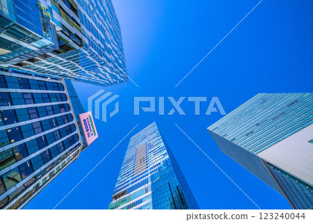 Tokyo cityscape in Japan. Shibuya buildings. Shibuya Stream, Aksh (in the window), Scramble Square, Hikarie… 123240044