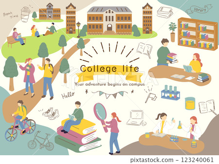 Students enjoying campus life 123240061