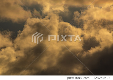 Amazing colorful clouds in sunset or sunrise sky over sea nature landscape background 123240392