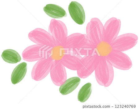 Illustration of a small Pink Daisy flower blooming 123240769