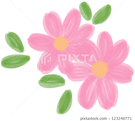Illustration of a small Pink Daisy flower blooming 123240771