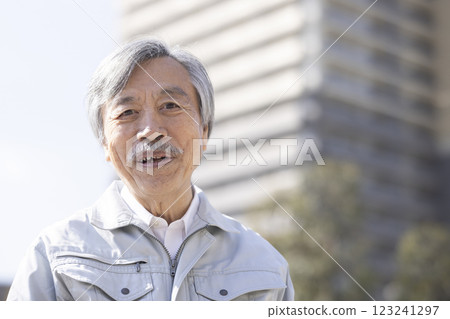 Apartment and man in work clothes 123241297
