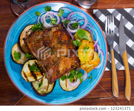Roasted pork carre with vegetables Roasted pork carre with vegetables 123241371