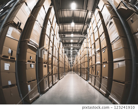 AI-generated image: Interior of a spacious logistics warehouse 123241910
