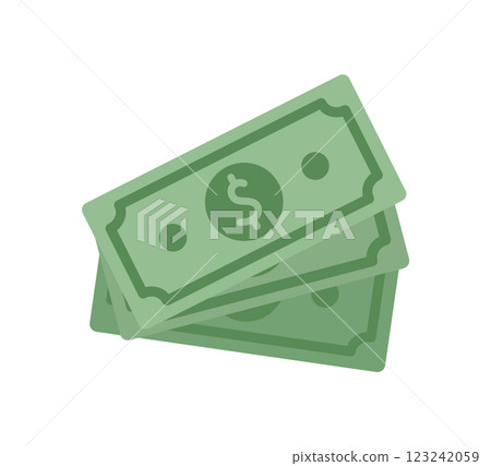 Cash payment. Dollar bills in a wallet. Money concept, flat design, suitable for finance or business use. 123242059