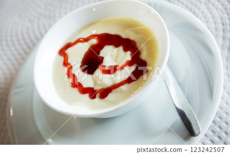 Natillas, typical dessert made of milk, eggs and sugar. Spain Natillas, typical dessert made of milk, eggs and sugar. Spain 123242507