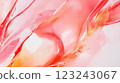 Abstract fluid texture in pink and orange with translucent curves pattern 123243067