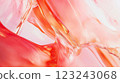 Abstract fluid texture in pink and orange with translucent curves pattern 123243068