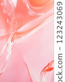Abstract fluid texture in pink and orange with translucent curves pattern 123243069