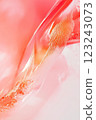 Abstract fluid texture in pink and orange with translucent curves pattern 123243073