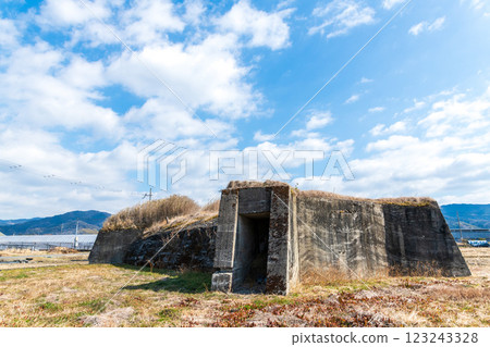 View of the remains of the air raid shelter on the north side of the former Yanagimoto Airfield View of the remains of the air raid shelter on the north side of the former Yanagimoto Airfield 123243328