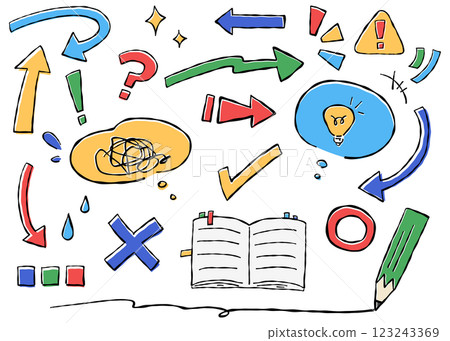 Hand-drawn decoration material set, learning, arrows 123243369