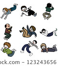 Drunk people in various poses 123243656