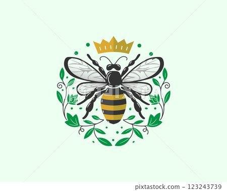 hand drawn queen bee with flower decoration hand drawn queen bee with flower decoration 123243739