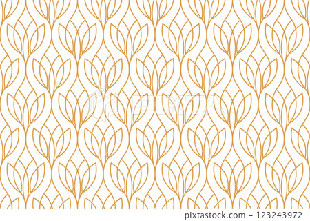 Flower geometric pattern. Seamless vector background. White and golden ornament 123243972