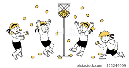 投球向量插圖運動日運動會簡單可愛小學生學校活動秋季 123244009
