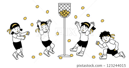 投球向量插圖運動日運動會簡單可愛小學生學校活動秋季 123244015