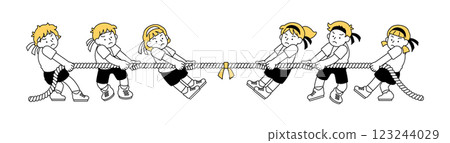 Tug of war vector illustration Sports day Physical education class Simple Cute Elementary school Junior high school Tug of war vector illustration Sports day Physical education class Simple Cute Elementary school Junior high school 123244029