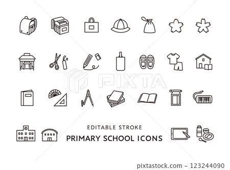 Elementary school icon set (monochrome) 123244090