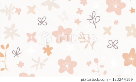 Soft floral pattern with pastel colors and simple shapes Soft floral pattern with pastel colors and simple shapes 123244199