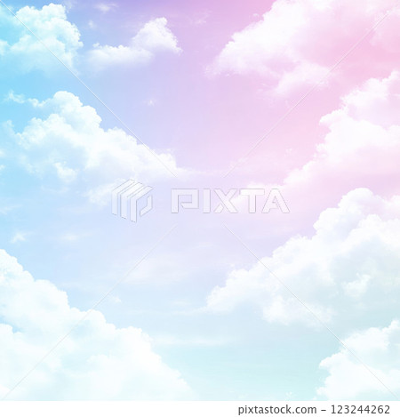 Soft pastel clouds in serene sky create calming atmosphere Soft pastel clouds in serene sky create calming atmosphere 123244262