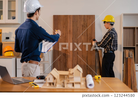 Team architect or engineer in office working on architects project. 123244580