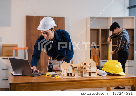 Team architect or engineer in office working on architects project. 123244581
