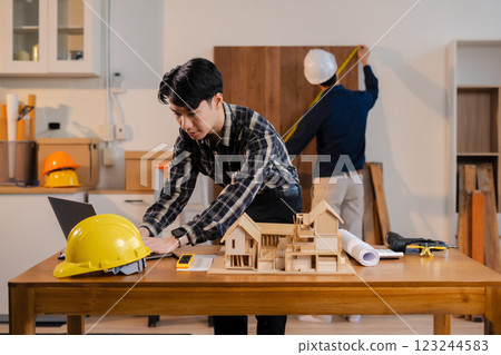 Team architect or engineer in office working on architects project. 123244583